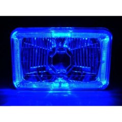 4X6 Blue Halo Angel Eye Halogen H4 Headlights Headlamp Bulbs Crystal Clear One