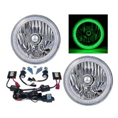 7" SMD Green LED Halo Headlights 6K 6000K HID Light Kit Fits 76-15 Jeep Wrangler