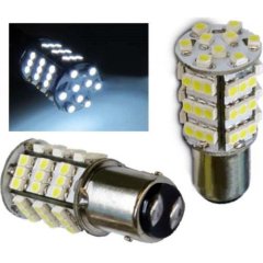 White LED #1157 12 Volt Tail Light Brake Stop Turn Signal Lamp Bulbs Pair 54SMD