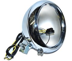 7" Motorcycle Headlight Chrome Housing Headlamp Light Bulb Bucket Fits: Harley