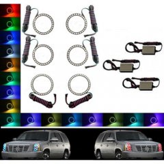 07-14 Cadillac Escalade Multi-Color Changing LED RGB Headlight Halo Ring Set
