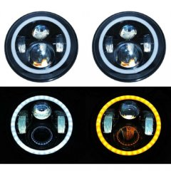 7" Projector 6500 LED White Halo Amber Signal Headlights For 97-16 Jeep Wrangler