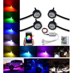 Multi-Color Changing LED RGB SMD Rock Light Bluetooth Set of 4 For Jeep Truck Octane Lighting