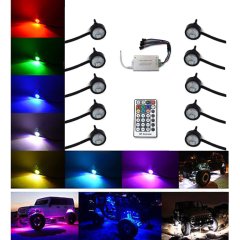 Multi-Color Changing LED Shift RGB SMD Rock Light Set of 10 For Jeep Truck SUV Octane Lighting