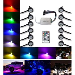 Multi-Color Changing LED Shift RGB SMD Rock Light Set of 12 For Jeep Truck SUV Octane Lighting