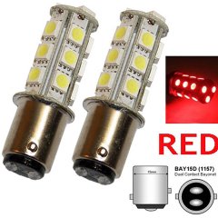 Red 18 SMD LED 12V Tail Light Rear Brake Stop Turn Signal Lamp Bulbs Pair Octane Lighting