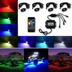 Truck Multi-Color Changing LED RGB SMD Rock Light Bluetooth Set of 4 Fits Jeep