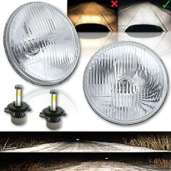 7 Inch Stock Style H4 Glass Headlight LED 4000 Lumens 20/40w Light Bulb Headlamp Pair Octane Lighting