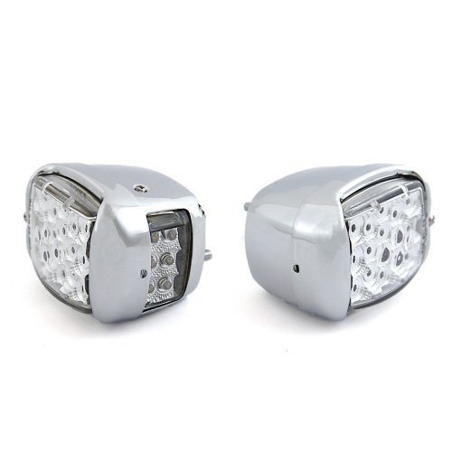 Red LED Tail Light Clear Lens w/ Chrome Housing Pair for 1940-53 Chevy GMC Truck