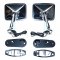 Truck Square Rectangle Chrome Outside Rearview LED Turn Signal Door Mirrors Pair