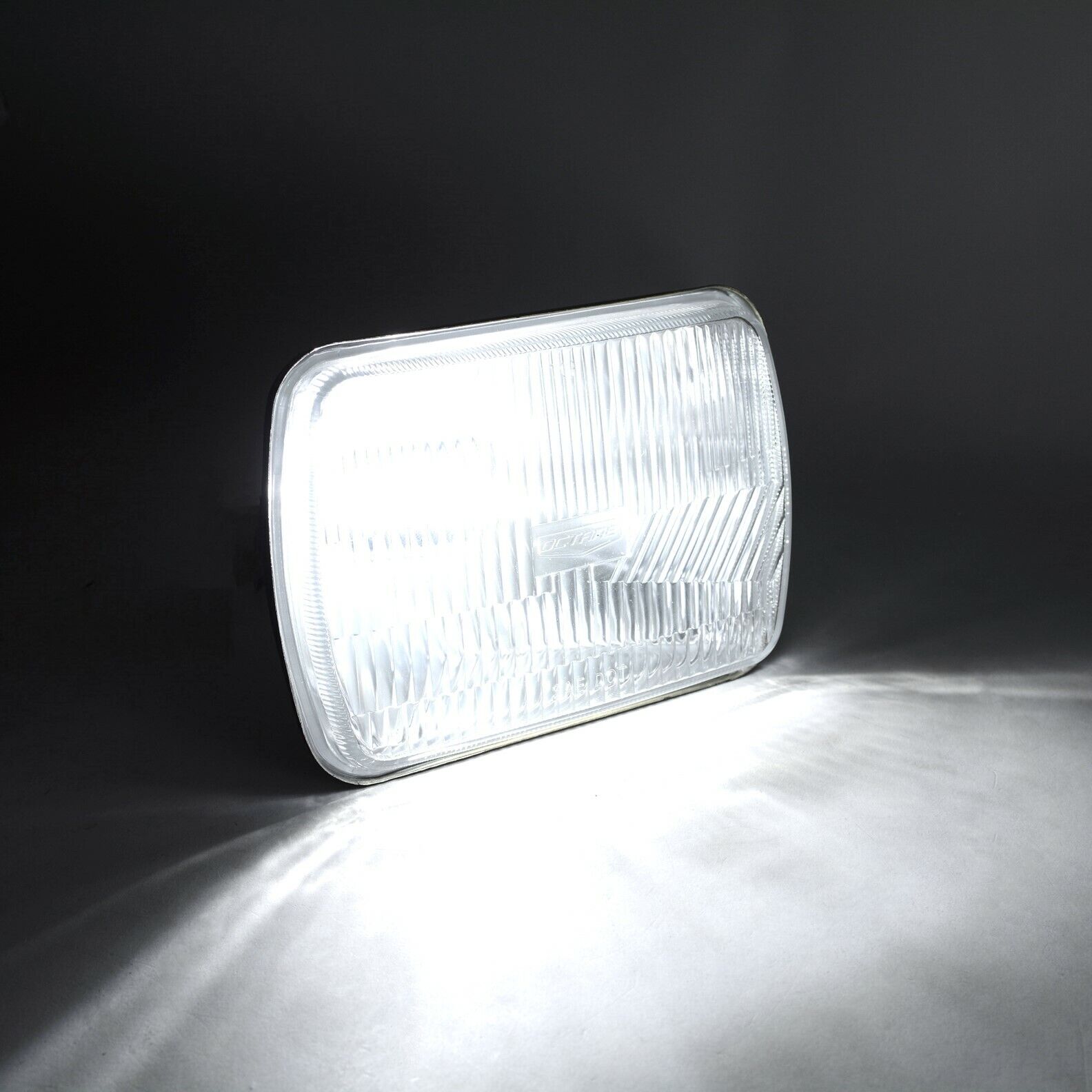 7X6 Stock Style Glass Lens Metal Headlight 6000k LED H4 Light Bulb Headlamp  Pair