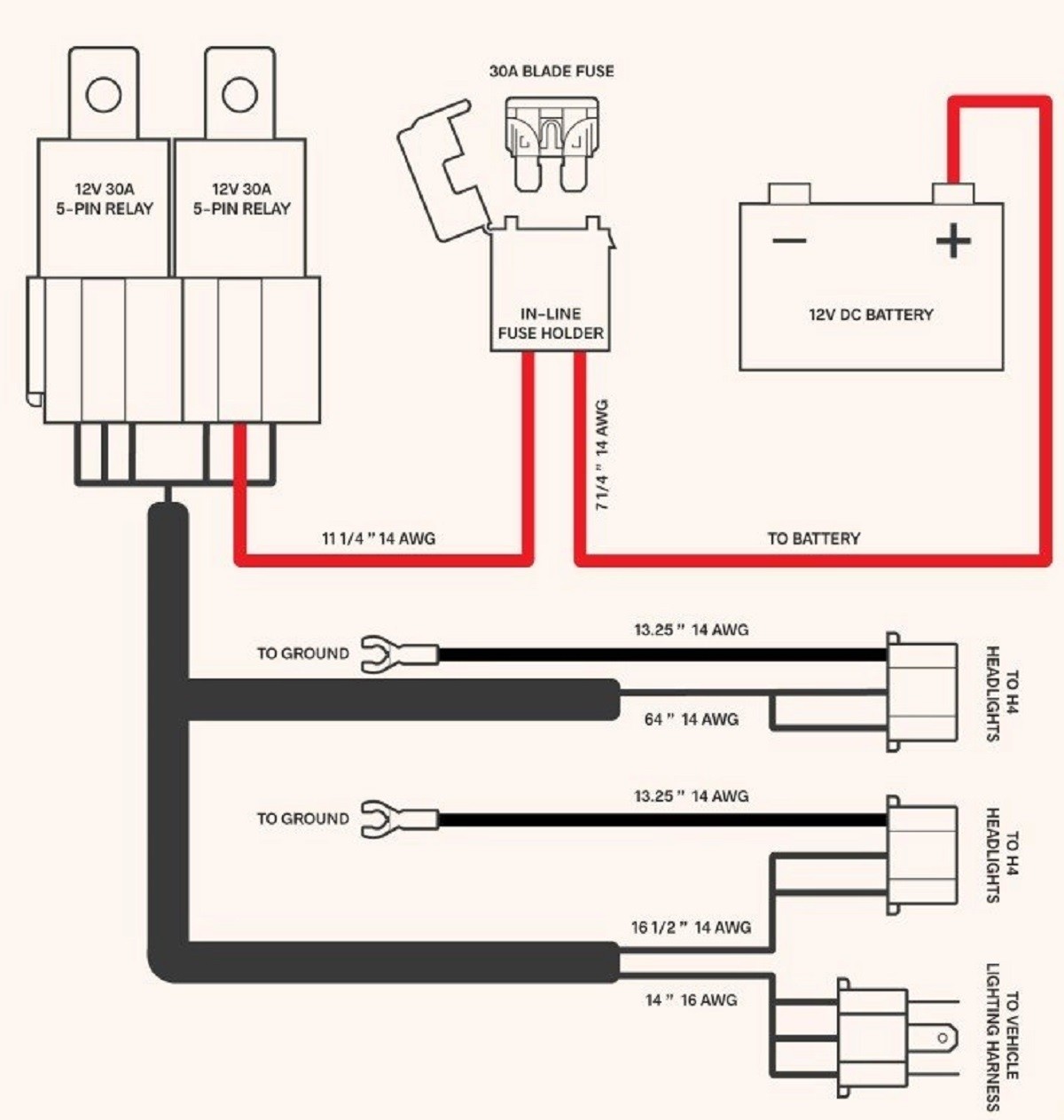 Dual Headlight Relay Wiring Diagram from www.octanelighting.com