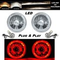 5 3/4 Red LED Halo Angel Eye Crystal Clear Headlight w/ 6k LED Light Bulb Pair Octane Lighting