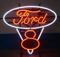 FORD V8 RED AND WHITE NEON SIGN