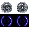 OCTANE LIGHTING 7" Halogen Blue Purple Led Halo Angel Eyes Headlight Crystal H4 Light Bulbs Pr