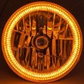 2nd - 7" Amber COB SMD LED Motorcycle Crystal Clear Halo Headlight Fits: Harley