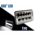 (1) 4X6" Chrome DRL LED HID Light Bulb Clear Sealed Beam Headlamp Headlight