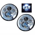 7" Inch Chrome Projector Octane HID LED Light Bulb Headlights Headlamps Pair
