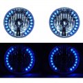 OCTANE LIGHTING 7" Halogen Blue Led Halo Angel Eyes Turn Signal Headlight Crystal H4 Light Bulbs