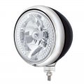 Black "Guide"? Style Hot Rod Headlight w/ No Turn Signal - 34 White LED Crystal Halogen | Headlight Components