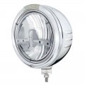 Stainless "Bullet" Embossed Stripe Peterbilt Headlight w/ Clear Signal Lens / 5 LED 7" Round | Headlight - Complete Kits