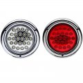 4" Round Brake Back Up Reverse Tail Light Turn Signal Red & White Led Light Pair