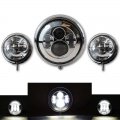 Moto LED Passing And LED Headlight Auxiliary W/ Chrome Housing Buckets Set