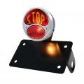 1928 Ford "Stop" Lettering Tail Light - Horizontal w/ Stainless Rim/Black Housing | Motorcycle Products