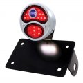 LED 1928 Ford "DUO Lamp" w/ Blue Dot Tail Light - Horizontal w/ Stainless Rim/Stainless Housing | Motorcycle Products