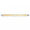 14 Amber LED 12" Auxiliary Warning Light Bar with Chrome Bezel - Clear Lens | LED Warning Lights