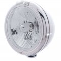 Stainless "CLASSIC" Headlight - Crystal H4 Bulb w/ Incandescent Turn, Clear Lens | Headlight - Complete Kits