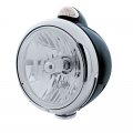 Black "GUIDE" Headlight - Crystal H4 Bulb w/ Amber LED/Clear Lens | Headlight - Complete Kits