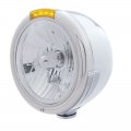 "CLASSIC" Half-Moon Headlight - Crystal H4 Bulb w/ Amber LED/Amber Lens | Headlight - Complete Kits