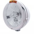 Chrome "CLASSIC" Headlight - Crystal H4 Bulb w/ Incandescent Turn, Amber Lens | Headlight - Complete Kits