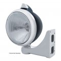 Black "GUIDE" Peterbilt Headlight - H4 Halogen Bulb w/ Amber LED/Clear Lens | Headlight - Complete Kits