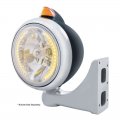 Black "GUIDE" Peterbilt Headlight - 34 LED Crystal Halogen Bulb w/ Amber LED/Amber Lens | Headlight - Complete Kits