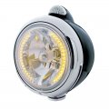 Black "GUIDE" Headlight - 34 Amber LED H4 Bulb w/ Dual Function Amber LED/Clear Lens | Headlight - Complete Kits