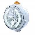 Stainless "GUIDE" Headlight - 34 White LED HB2/9003 Bulb w/ Dual Function Amber LED/Amber Lens | Headlight - Complete Kits