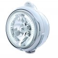 Chrome "GUIDE" Headlight - 34 White LEDH4 Bulb w/ Amber LED/Clear Lens | Headlight - Complete Kits