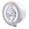 "BULLET" Half-Moon Headlight - 34 White LED H4 Bulb w/ Amber LED/Clear Lens | Headlight - Complete Kits