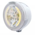 "CLASSIC" Half-Moon Headlight - 34 Amber LED H4 Bulb w/ Dual Function Clear Lens | Headlight - Complete Kits