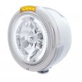 "CLASSIC" Half-Moon Headlight - 34 White LED H4 Bulb w/ Dual Function Amber LED/Amber Lens | Headlight - Complete Kits