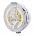 Chrome "CLASSIC" Headlight - 34 Amber LED H4 Bulb w/ Dual Function Amber LED/Clear Lens | Headlight - Complete Kits