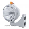 Stainless "GUIDE" Peterbilt Headlight - H6024 Halogen Bulb w/ Amber LED/Amber Lens | Headlight - Complete Kits
