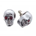 Chrome Skull w/ Jewel Eyes License Plate Fastener | License Plate Accessories