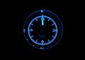 Universal VLC Analog Clock, 3", Black Alloy Style Face, Blue Display