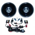 7" Black Projector Crystal Clear Glass Headlight Lamp HID 6000K Light Bulb Pair