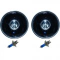 7" Black Projector Crystal Clear Glass Halogen Headlight Lamp H4 Light Bulb Pair