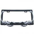 Black & Chrome Scorpion Metal Two Hole Car Truck Universal License Plate Frame