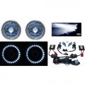 5-3/4 White LED Halo Angel Eyes Projector Headlight H4 6000K HID Light Bulb Pair